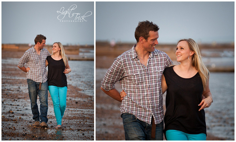 s2012-06-12_001 engaged couple walking along the beach, Bexhill, Sussex